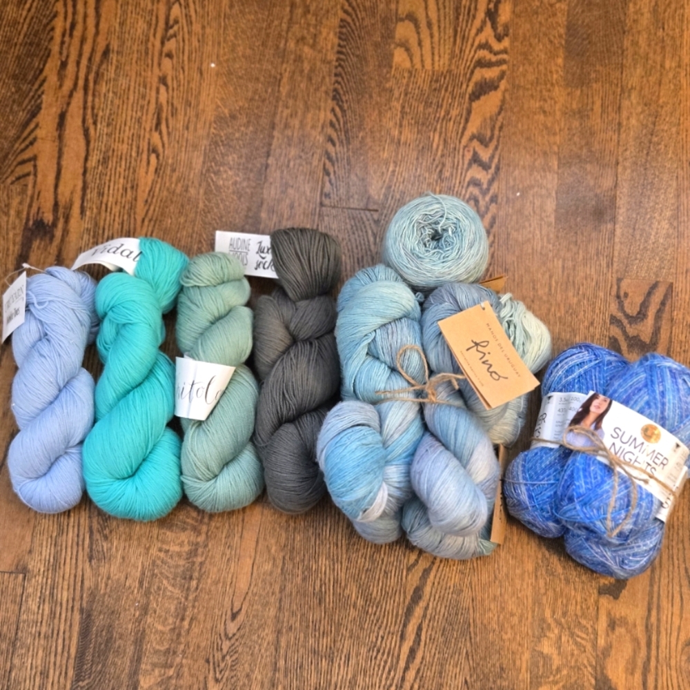 Lot Of Turquoise/Blue/Green Yarns